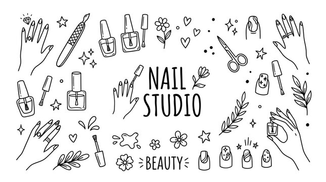 Nail studio beauty care tools.