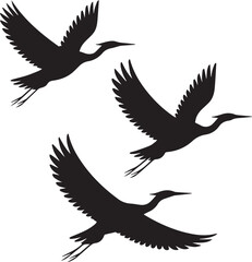 Obraz premium Three black birds flying in formation Vector