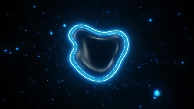Glowing blue tooth icon in space.