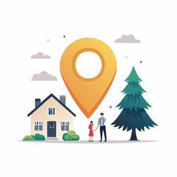 Family at Home Location Pin