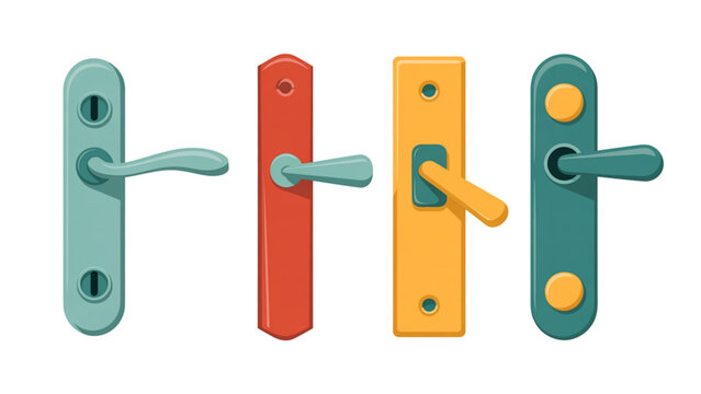 Colorful set of three door handles