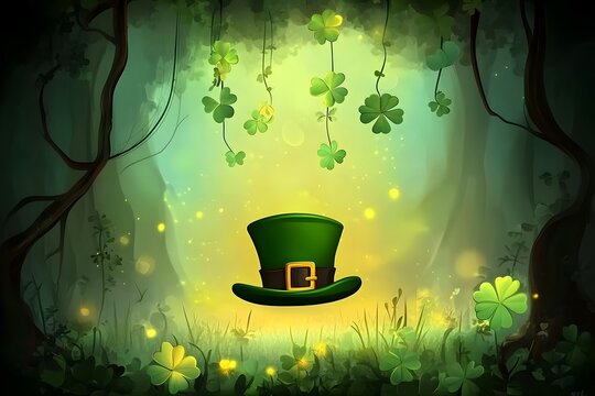 Green St. Patrick's background, hat.