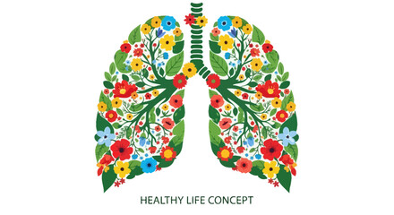 Floral Lungs: Healthy Breathing, Organic Life Concept © cika