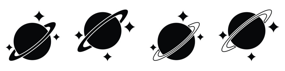 Beautiful Ringed Planet Design Representing Saturn and Outer Space Astronomy Concept Vector Illustration © maxmoyen25