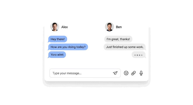 Two men Alex and Ben are chatting on a messaging app.