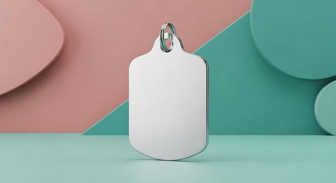 Blank metal dog tag pendant mockup for pet ID, identification charm for cats or dogs, customizable jewelry accessory