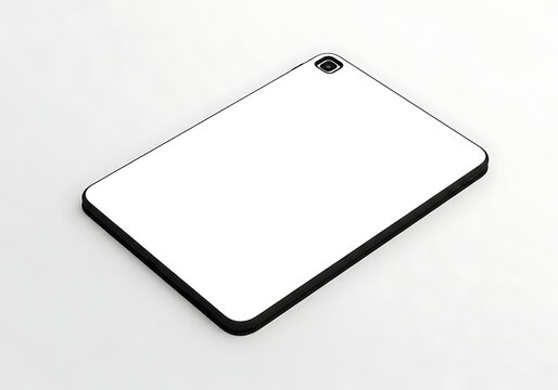 Isolated blank white tablet sleeve mockup with black border, digital device case for custom branding, tech accessory