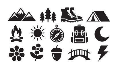 Outdoor and camping themed icons in flat design for web, app, print. nature exploration. © MD.RAHIM