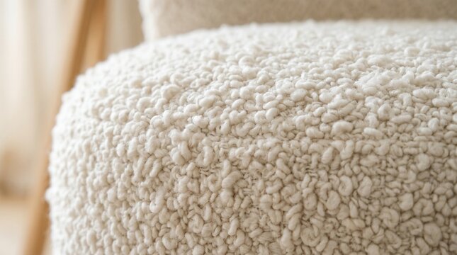 Close-up of a Plush Cream-Colored Ottoman