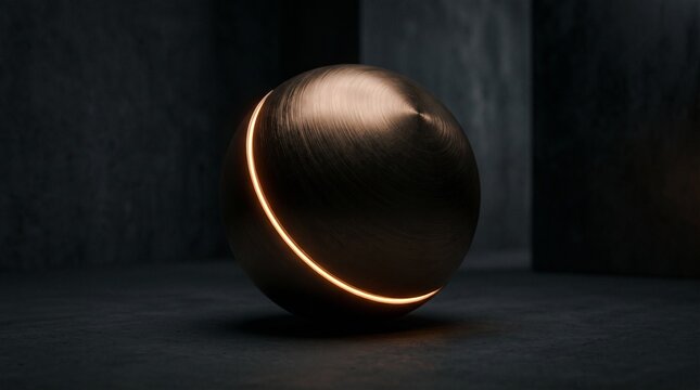 Glowing Metallic Sphere in Dark Environment