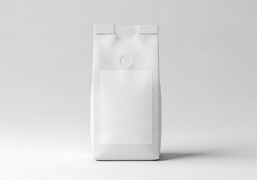 Isolated empty blank coffee bag pouch for food packaging branding, product mockup presentation, retail merchandise design