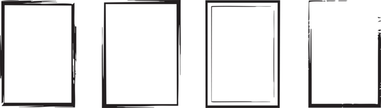 frame ink sketch outline set thin stroke minimal rectangular frames