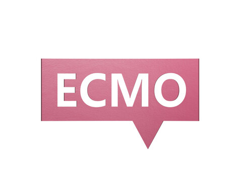 The word ecmo is written on Speech Bubble . Medical concept.Minimalist Abstract Design With White Cut Out Paper.Supports PNG files with transparent backgrounds.