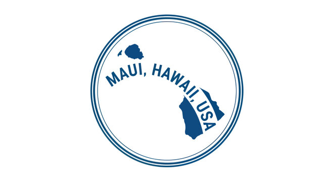 Maui Hawaii USA map logo circle, travel destination, island outline