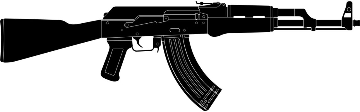 AK 47 Rifle Silhouette Vector Illustration