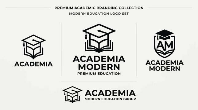 Black and white education logos set.