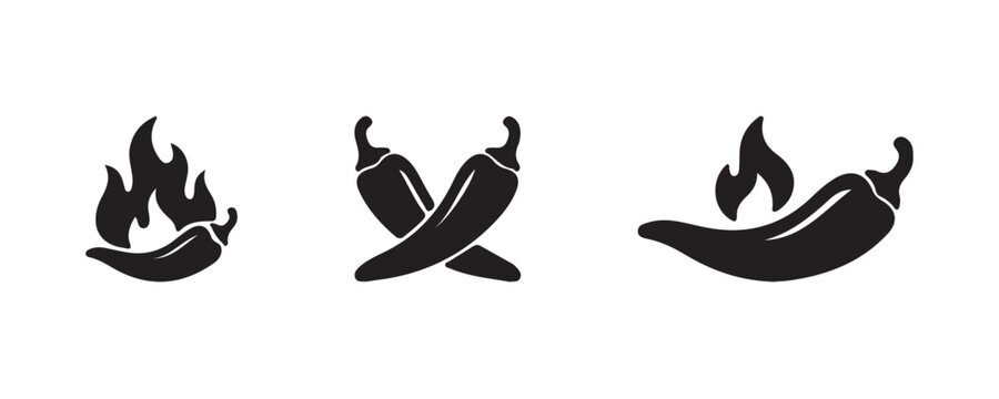 Chili pepper icon symbol for spicy hot food seasoning concept vector illustration