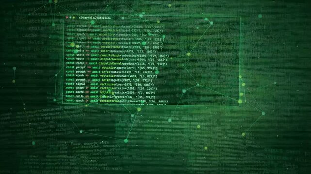 Futuristic AI Programming Code and Data Stream Background