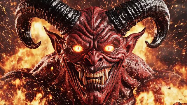 Demon with horns and fire perfect for UI/UX elements and digital motion graphics