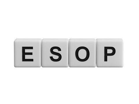 esop sign on the wooden cubes.close up of wooden cubes,Business Concept.Supports PNG files with transparent backgrounds.