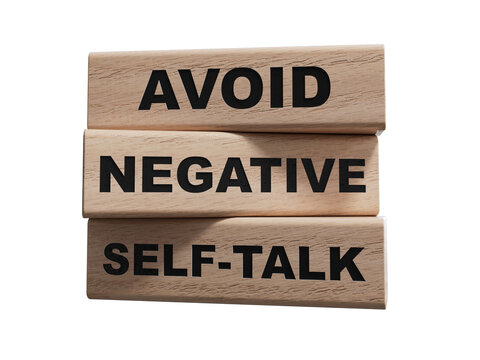 Avoid negative self-talk symbol. Concept words Avoid negative self-talk on wood cubes.Business and Avoid negative self-talk concept.D rendering
