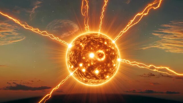 Sun special effects cosmic background material lightning energy ball burst