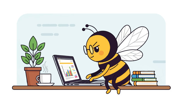Bee working on laptop computer 2.