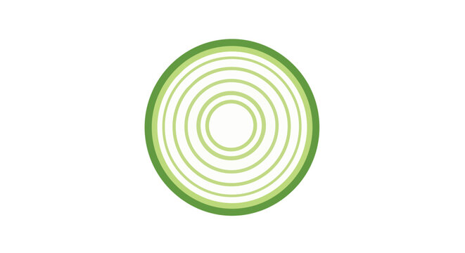 Stylized Green Onion or Leek Slice with Concentric Rings Illustration