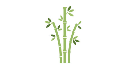 Naklejka premium Minimalist Green Bamboo Stalks with Leaves Illustration on White Background for Zen and Nature Design
