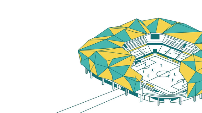 Isometric modern sports arena stadium architecture design.