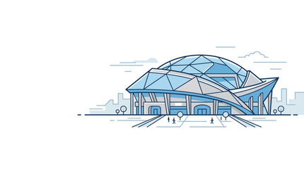 Modern architectural design of a geometric domed sports stadium building. © Budi Prakoso