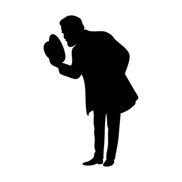 Dapper Victorian Gentleman Bowing Silhouette 