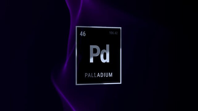 Palladium Chemical Element Periodic Table Square with Purple Smoke
