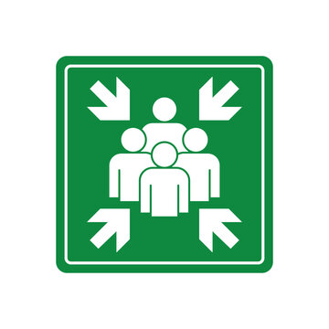 Assembly Point Emergency Sign Vector Illustration. Perfect for industrial, office, and public space safety documentation.