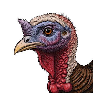 Colorful Turkey Bird Close-up Portrait.