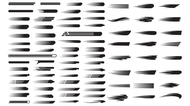 Motion Blur Brush Stroke Set for Graphic Design and Speed Effects