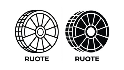 Two old wagon wheels side by side illustration © mst