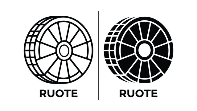 Two old wagon wheels side by side illustration