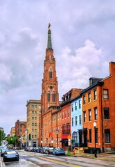 Obraz premium Gothic Revival National Shrine of St. Alphonsus Liguori in Baltimore, Maryland, United States, built 1842-1845