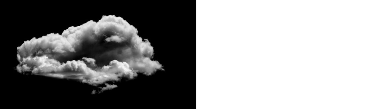 Monochrome cloud element isolated on transparent background