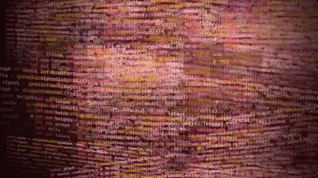 Futuristic Digital Programming Code Background with Red Glow
