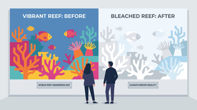 Climate change impact on coral reefs before and after bleaching