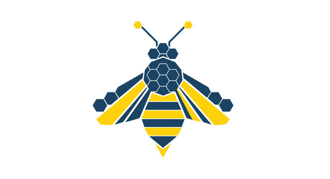 Geometric Bee Icon Logo Design, Honeycomb Insect Vector Art