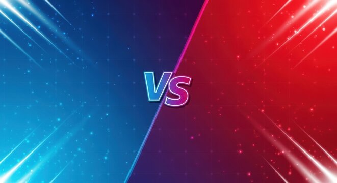 Versus symbol on colorful background with light effects
