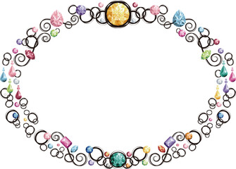 Naklejka premium Colorful gemstone frame material/ellipse yellow