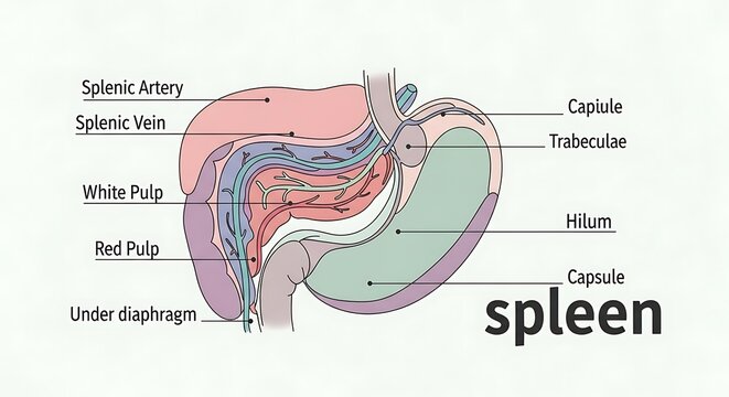 Anatomy of human spleen organ.