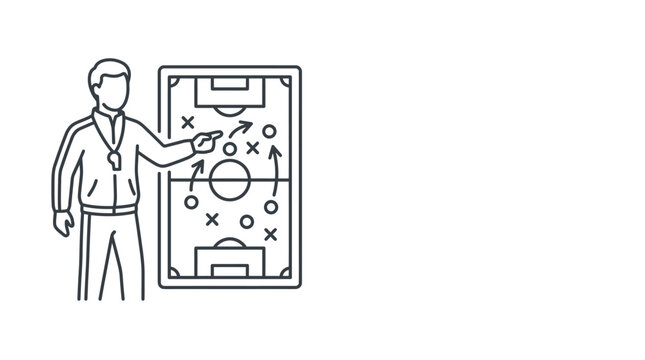 A soccer coach pointing at a tactical board for strategy planning.