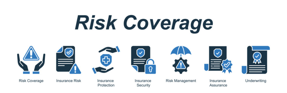 Risk Coverage web banner icon concept for with icon of Risk Coverage, Insurance Risk, Insurance Protection, Insurance Security, Risk Management, Insurance Assurance, Underwriti.