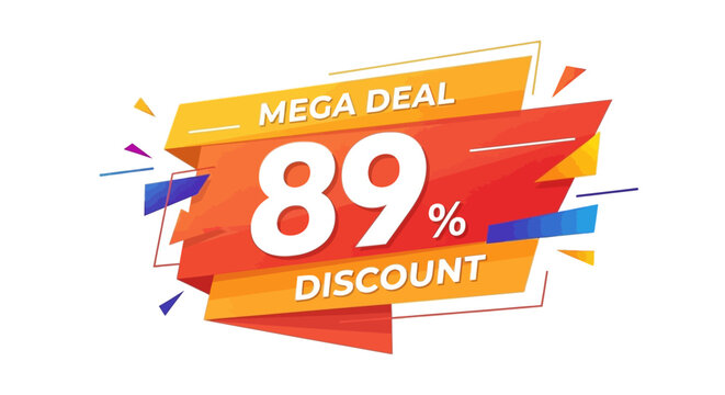 Mega Deal 89% Discount Banner - Sale Offer Badge