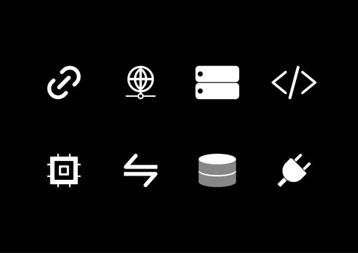 Blockchain Technology Icon Set - Smart Contract, Node, Network, DApp Vector Icons